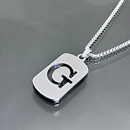 Titanium Steel Box Chain Necklaces, Rectangle with Letter Pendant Necklaces (YT2090-7)