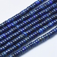 Natural Lapis Lazuli Beads Strands, Dyed, Heishi Beads, Flat Round/Disc, 4x2~2.5mm, Hole: 0.5mm, about 200pcs/strand, 15.7 inch(40cm)(G-E444-23-4mm)