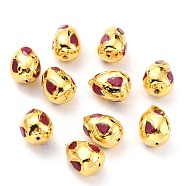 Natural Quartz Beads, with Golden Brass Findings, Dyed, Teardrop, Red, 17x12.5~13x12.5~13mm, Hole: 1mm(G-B011-12G-C)