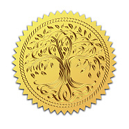 Self Adhesive Gold Foil Embossed Stickers, Medal Decoration Sticker, Tree of Life Pattern, 5x5cm(DIY-WH0211-342)