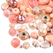 Acrylic Beads, Mixed Shapes, Pink, 5.5~28x6~20x3~11mm, Hole: 1~5mm(X-SACR-S756-15-01)