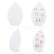 FINGERINSPIRE 4Pcs Leaf Shaped Acrylic Slant Back Earring Display Stands, Jewelry Organizer Holder for Earrings, Necklaces Storage, White, 4.6x10x15.2cm, Hole: 1.4mm(EDIS-FG0001-62)