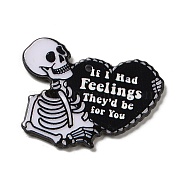 Acrylic Pendants, Valentine's Day Heart, If I Had Feelings They'd be for You, Skeleton, 32x69x2.2mm, Hole: 1.6mm(OACR-B016-01B)