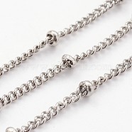 Tarnish Resistant 304 Stainless Steel Twisted Chains, Curb Chains, Soldered, Satellite Chains, with Spool, Rondelle Beads, Stainless Steel Color, 2x1mm, about 32.8 Feet(10m)/roll(CHS-H007-11P)