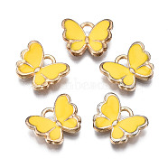 Alloy Enamel Charms, Butterfly, Light Gold, Gold, 10.5x13x3mm, Hole: 2mm(ENAM-S121-070L)