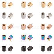Unicraftale Vacuum Plating 304 Stainless Steel Spacer Beads, Hexagon, Mixed Color, 4.5x4.5x4mm, Hole: 1.8mm, 5 colors, 10pcs/color, 50pcs/box(STAS-UN0010-14)