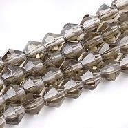 Imitation Austrian Crystal 5301 Bicone Beads, Faceted Glass Beads Strands, Tan, 6x6mm, Hole: 1.2mm, about 47~48pcs/strand, 10.24 inch~10.43 inch(26~26.5cm)(GLAA-S026-6mm-04)