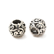 Tibetan Style Alloy European Beads, Large Hole Beads, Round, Antique Silver, 10mm, Hole: 4mm(FIND-Z063-13AS)