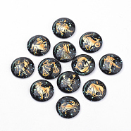 Flatback Glass Cabochons for DIY Projects, Constellation/Zodiac Sign Pattern, Dome/Half Round, Black, 25x6mm(X-GGLA-S029-25mm-036)