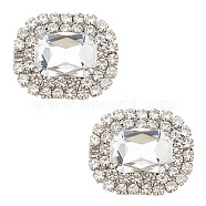 Alloy Rhinestone Shoe Decorations, Rectangle Octagon ShoE Buckle Clips, Crystal, 35x42.5x12.5mm(FIND-WH0126-417B)