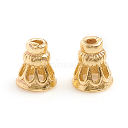 Brass Bead Cone, Long-Lasting Plated, Real 14K Gold Plated, 5.5x6.5mm, Hole: 1.2mm(X-KK-L155-25G)