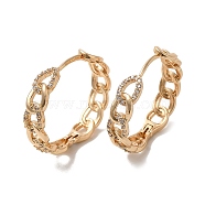 Brass Micro Pave Cubic Zirconia Hoop Earrings, Curb Chains Shape, Light Gold, 24.5x25x5.5mm(EJEW-M238-68KCG)
