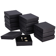 Nbeads 12Pcs Square Cardboard Necklace Box, Jewelry Storage Case with Velvet Sponge Inside, for Necklaces, Black, 8.8x8.8x2.65cm(CBOX-NB0001-30)