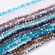 Glass Beads Strands, Mixed Style, Faceted(32 Facets), Round, Mixed Color, 3.5~4.5mm, Hole: 0.5mm, about 100pcs/strand, 13.9~15.7 inch(35.5~40cm)(EGLA-F120-M02)