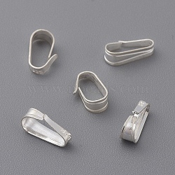 925 Sterling Silver Snap on Bails, Carved with 925, Silver, 7x3x2.5mm, Hole: 2x5.5mm(X-STER-F036-08S-3x7mm)