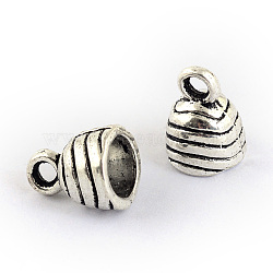 Tibetan Style Alloy Cord Ends, End Caps, Cadmium Free & Lead Free, Antique Silver, 11.5x9mm, Hole: 2mm, about 980pcs/1000g(TIBEP-S300-09AS-RS)