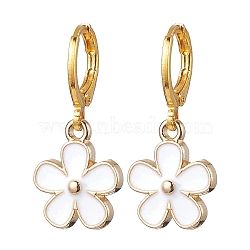 Alloy Enamel Earrings for Women, Flower, Golden, 28.5x13mm(EJEW-JE05802)