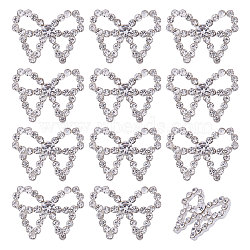 12Pcs 1-Hole Alloy Glass Shank Buttons, Bowknot, Platinum, 17.5x23.5x6.5mm, Hole: 1.8mm(BUTT-CA0001-35)