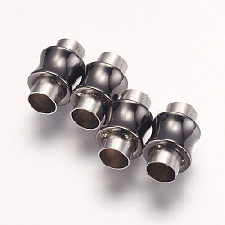 304 Stainless Steel Magnetic Clasps with Glue-in Ends, Vase, Gunmetal, 16.5x10mm, Hole: 6mm(STAS-F124-04B)