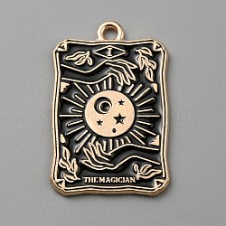 Alloy Enamel Pendants, Light Gold, Rectangle with Tarot, Sun, 28x18x1.4mm, Hole: 1.6mm(ENAM-WH0064-24G)