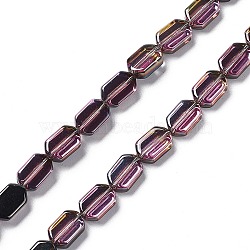 Electroplate Glass Beads Strands, Half Plated, Rectangle, Pale Violet Red, 9.5x6~6.5x3.5mm, Hole: 1mm, about 68pcs/strand, 25.59''(65cm)(EGLA-L042-HP04)