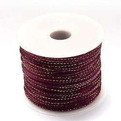 Metallic Stain Beads String Cords, Nylon Mouse Tail Cord, Purple, 1.5mm, about 100yards/roll(300 feet/roll)(NWIR-R024-1904)