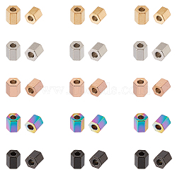 Unicraftale Vacuum Plating 304 Stainless Steel Spacer Beads, Hexagon, Mixed Color, 4.5x4.5x4mm, Hole: 1.8mm, 5 colors, 10pcs/color, 50pcs/box(STAS-UN0010-14)