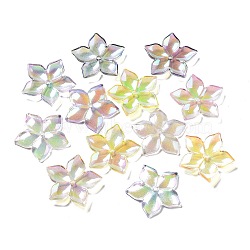 UV Plating Transparent Acrylic Bead Caps, Iridescent, Flower, Mixed Color, 36x38x4mm, Hole: 2mm(MACR-K356-15H)