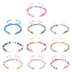 10Pcs Handmade Polymer Clay Bead Bracelets Making, Platinum, Mixed Color, 6.50 inch(16.5cm)(AJEW-TAC00083)