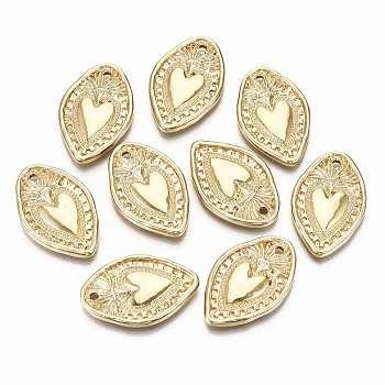Alloy Pendants, Cadmium Free & Nickel Free & Lead Free, Oval with Heart, Light Gold, 28x18x2mm, Hole: 1.5mm