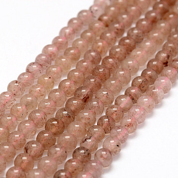 Natural Strawberry Quartz Beads Strands, Round, 6.5mm, Hole: 0.8mm, about 65pcs/strand, 15.4 inch