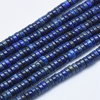 Natural Lapis Lazuli Beads Strands, Dyed, Heishi Beads, Flat Round/Disc, 4x2~2.5mm, Hole: 0.5mm, about 200pcs/strand, 15.7 inch(40cm)