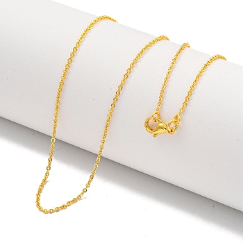 Brass Cable Chain Necklaces for Women, Real 24K Gold Plated, 17.56 inch(446mm)