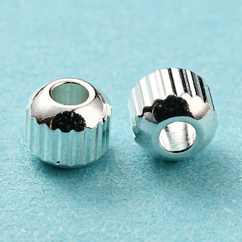 201 Stainless Steel Beads, Round, Silver, 4x3.5mm, Hole: 1.5mm