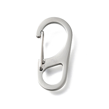304 Stainless Steel Keychain Clasps, Oval, Stainless Steel Color, 32.5x16x2mm, Hole: 8x8mm