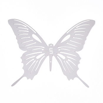 201 Stainless Steel Connector Charms, Butterfly Links, Stainless Steel Color, 56x70x0.3mm, Hole: 1mm