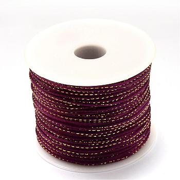 Metallic Stain Beads String Cords, Nylon Mouse Tail Cord, Purple, 1.5mm, about 100yards/roll(300 feet/roll)