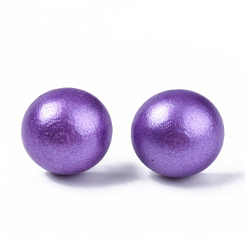 Pearlized Half Round Schima Wood Earrings for Girl Women, Stud Earrings with 316 Surgical Stainless Steel Pins, Medium Purple, 11x4.5mm, Pin: 0.7mm