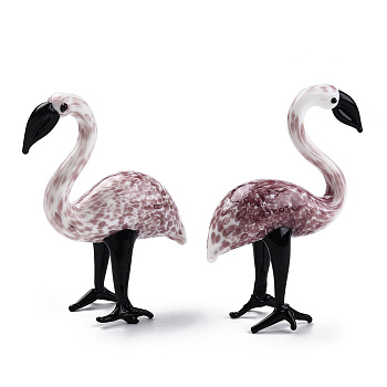 Handmade Lampwork Home Decorations, 3D Flamingo Ornaments for Gift, Rosy Brown, 54.5~56.5x27.5~29x69~71mm