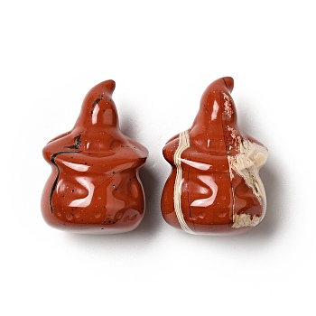 Natural Red Jasper Home Display Decorations, Halloween Pumpkin with Witch Cap, 19x27~29mm