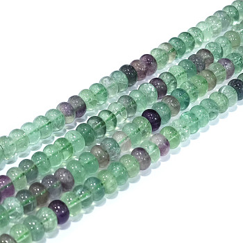 Natural Colorful Fluorite Beads Strands, Rondelle, 8x5mm, Hole: 0.7mm, about 70pcs/strand, 14.76~14.96 inch(37.5~38cm)