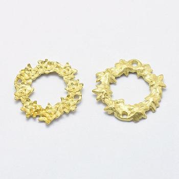 Brass Links connectors, Lead Free & Cadmium Free & Nickel Free, Flower, Raw(Unplated), 18x19x1.5mm, Hole: 1mm