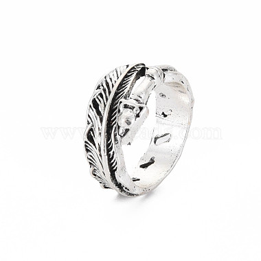 Feather Wrap Alloy Open Cuff Ring for Women(RJEW-N029-101)-3