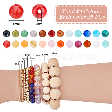 Elite 24 Colors Round Imitation Gemstone Acrylic Beads(OACR-PH0004-09C)-2