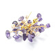 Natural Mixed Gemstone Chips & Pearl Beaded Flower Brooch Pin(JEWB-BR00098)-6