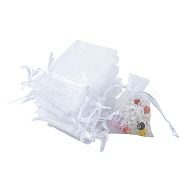 Organza Bags Jewellery Storage Pouches, Wedding Favour Party Mesh Drawstring Gift Bags, White, 7x5cm(OP-YW0001-01A-02)