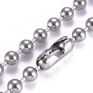 304 Stainless Steel Ball Chain Necklace, with Ball Chain Connectors, Stainless Steel Color, 23.6 inch(60cm), 8mm(X-NJEW-G340-05P-03)