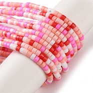 Handmade Czech Lampwork Beads Strands, Disc Beads, Pink, 2.5x2mm, Hole: 1mm, about 224pcs/strand, 15.55 inch(39.5cm)(LAMP-L078-008C)