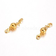 Eco-Friendly Round Brass Magnetic Clasps Converter, with Lobster Claw Clasps, Lead Free & Nickel Free, Golden, 14x8mm(KK-I603-03G-14x8)
