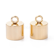 201 Stainless Steel Cord Ends, End Caps, Column, Real 24K Gold Plated, 13x9mm, Hole: 2.5mm, Inner Diameter: 8mm(X-STAS-H410-20G-C)